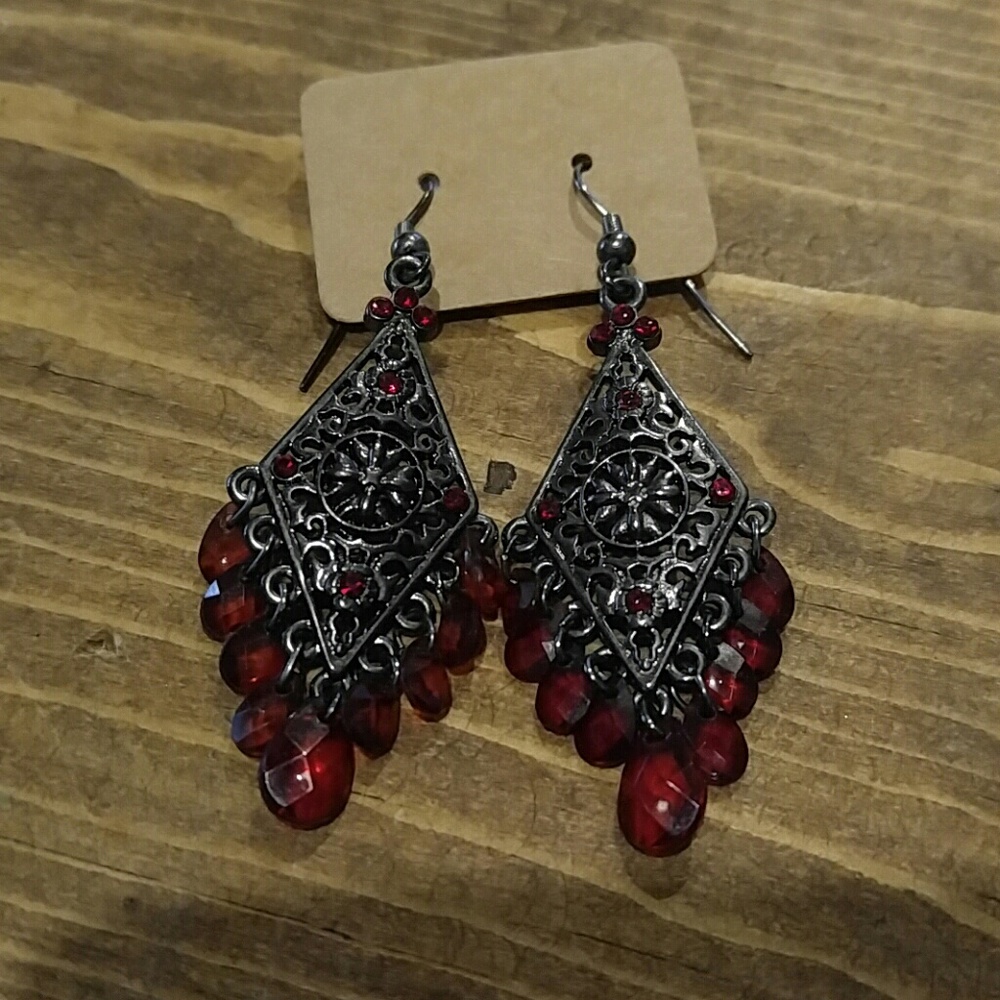 Ruby red earrings